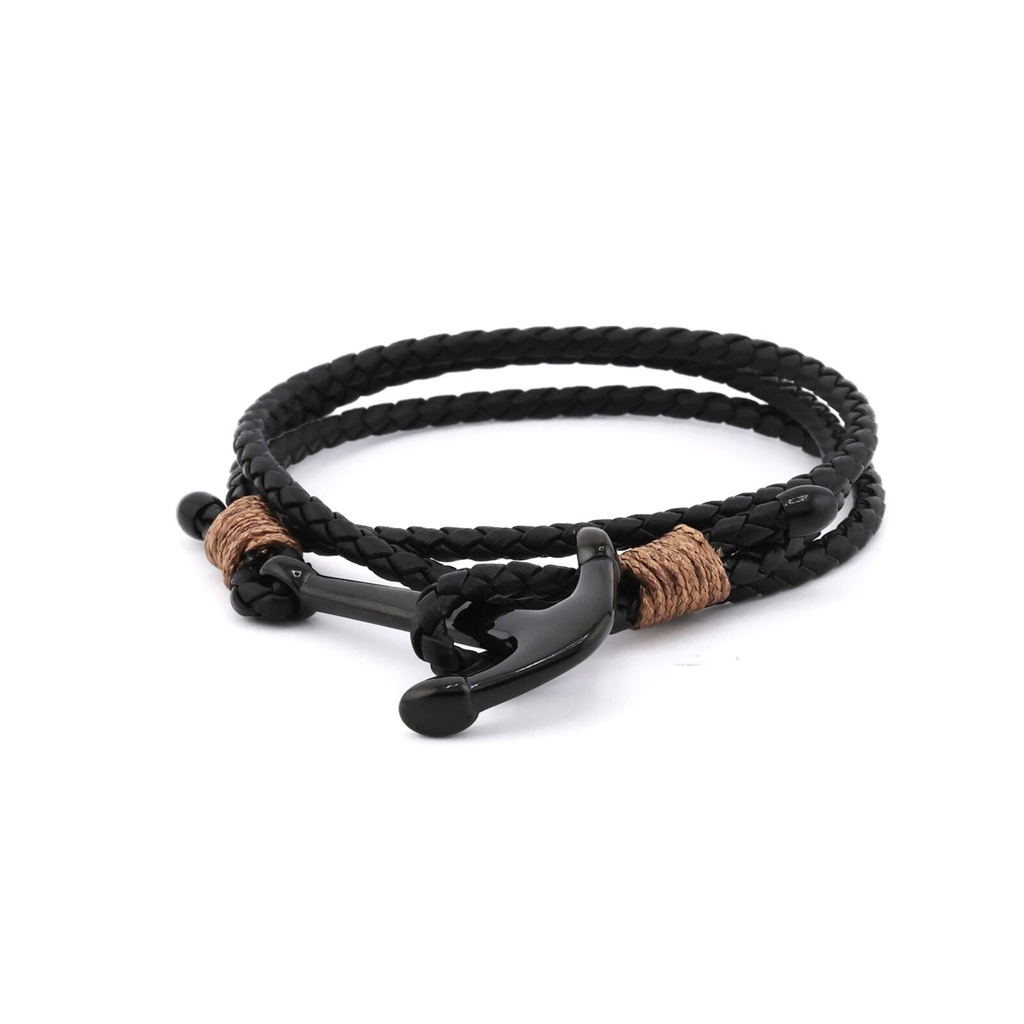 BlackJack Anchor Leather Wrap Bracelet - Bluccii