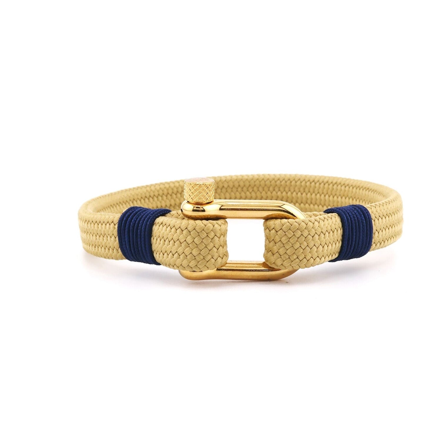 Golden SandBand Braided Rope Shackle Bracelet - Bluccii