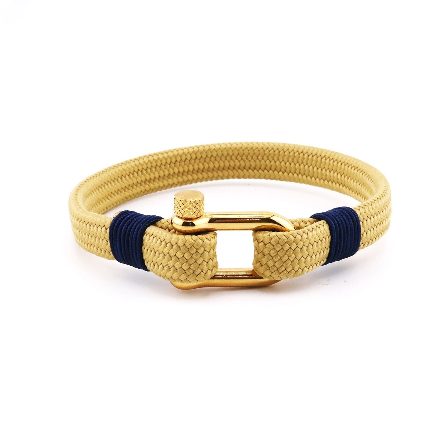 Golden SandBand Braided Rope Shackle Bracelet - Bluccii