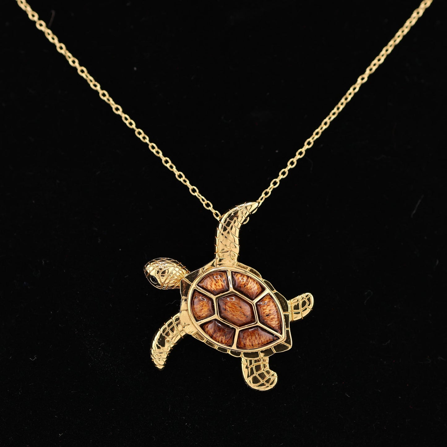 Sea Turtle Pendant Koa Wood and Gold - Bluccii