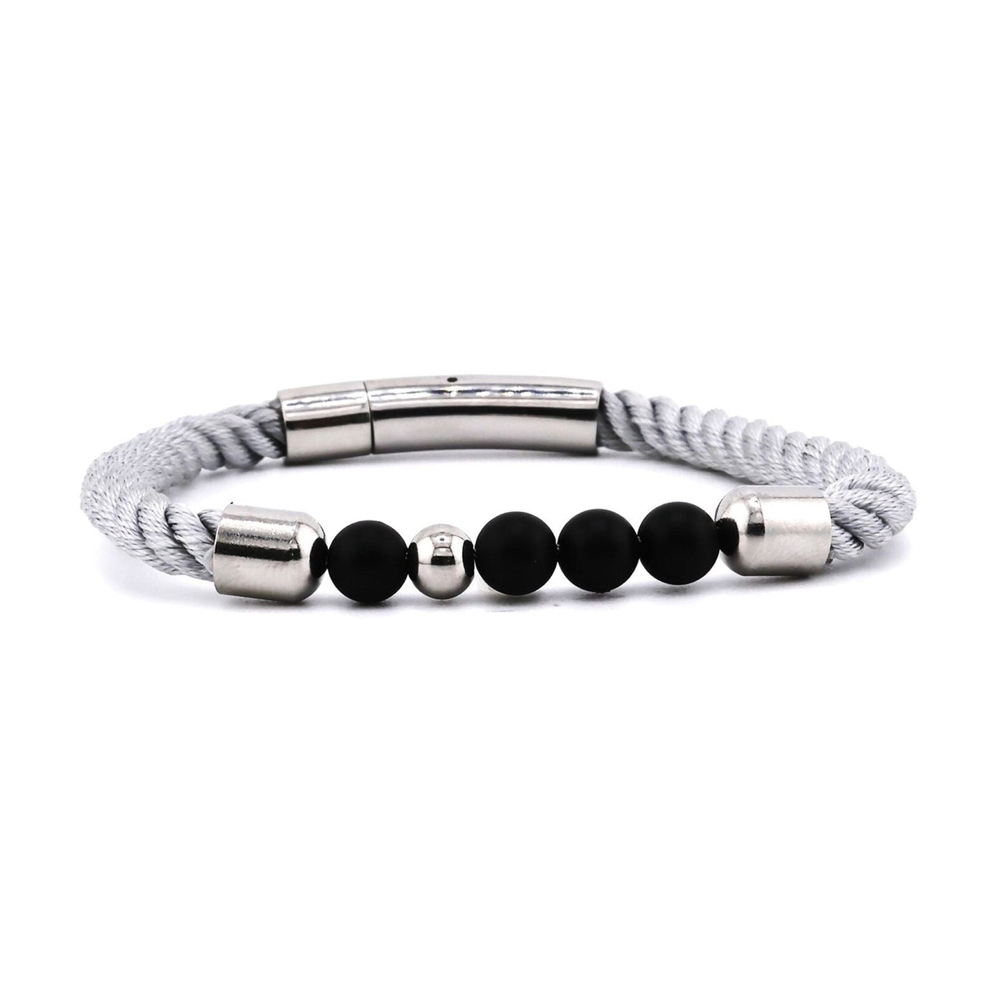 Shaka Silver Beaded Rope Magnetic Clasp Bracelet - Bluccii