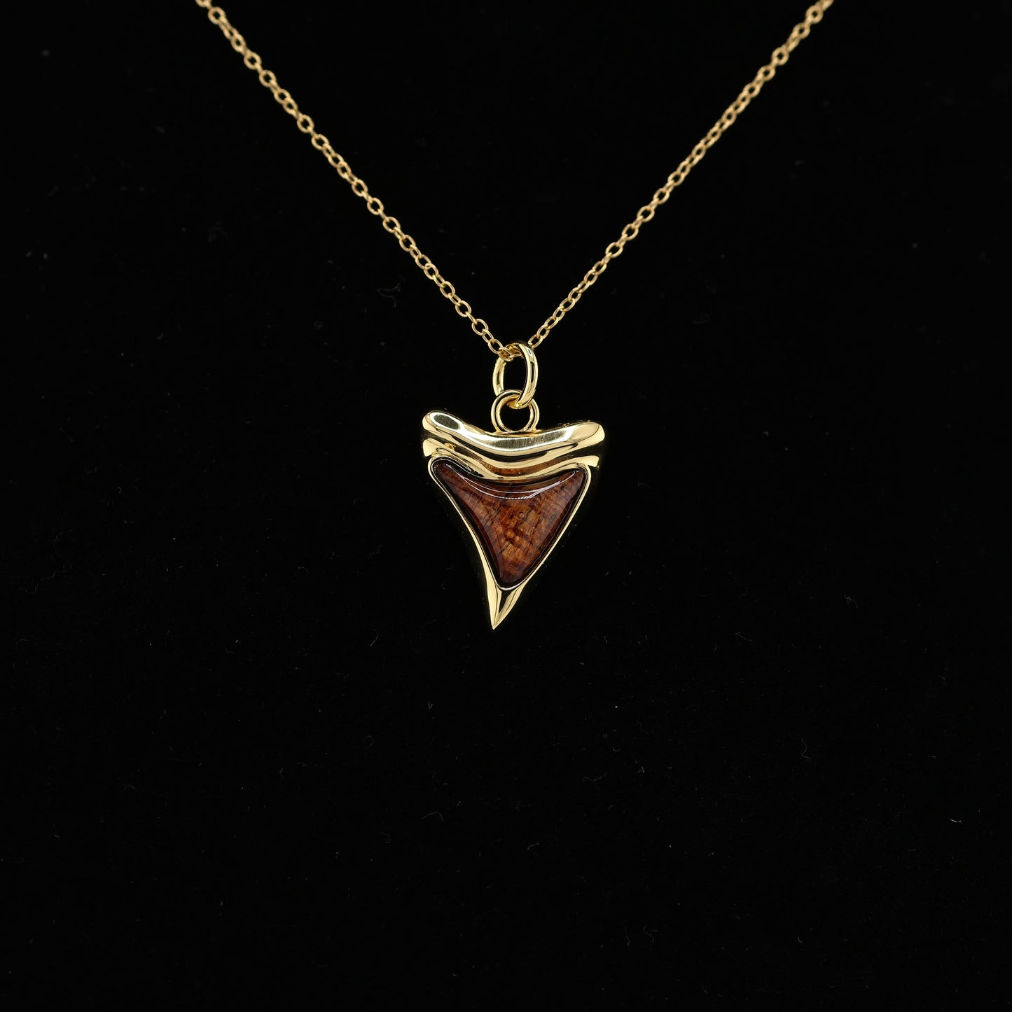 SharkTooth Pendant Koa Wood and Gold - Bluccii