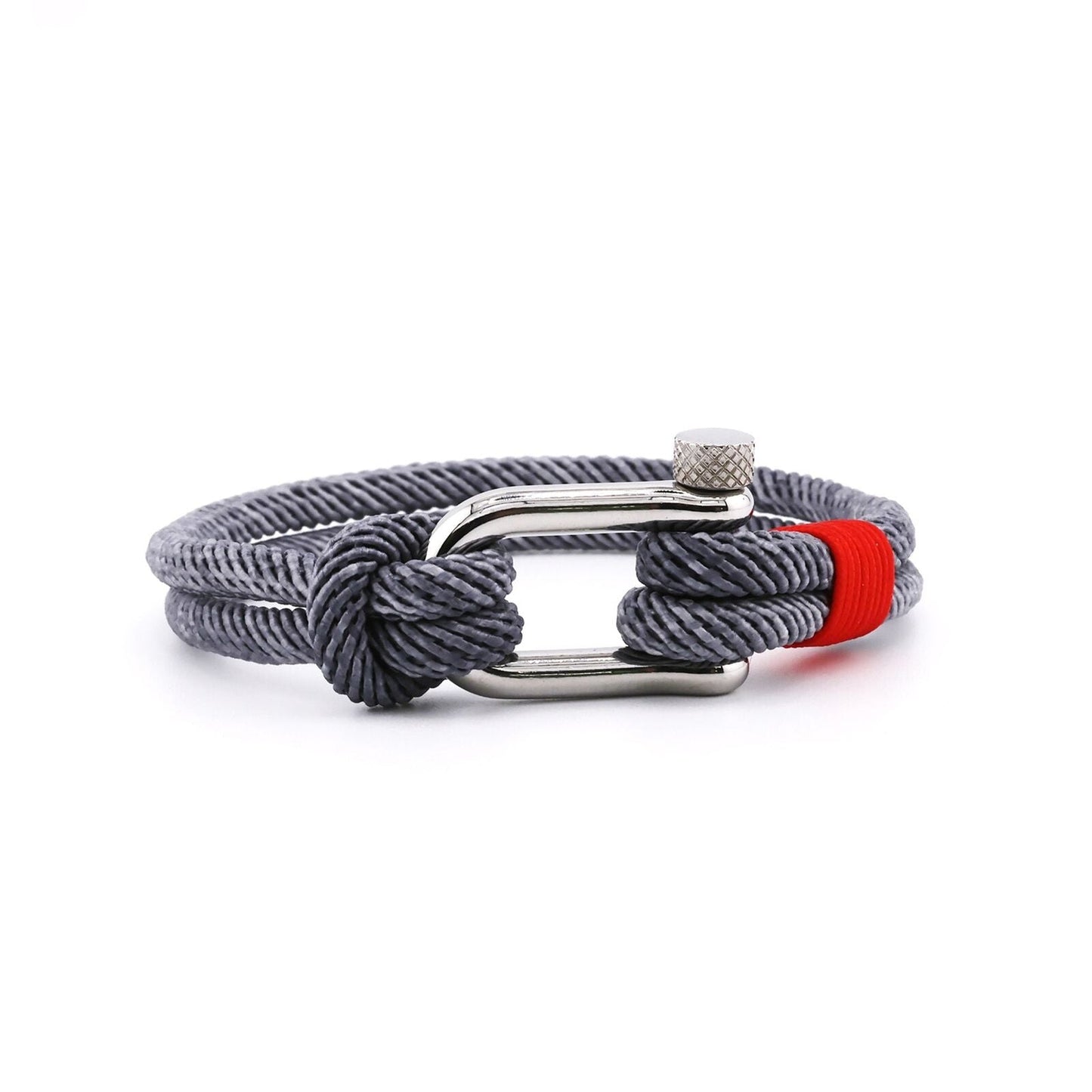 Sudden Gray Braided Rope Shackle Bracelet - Bluccii
