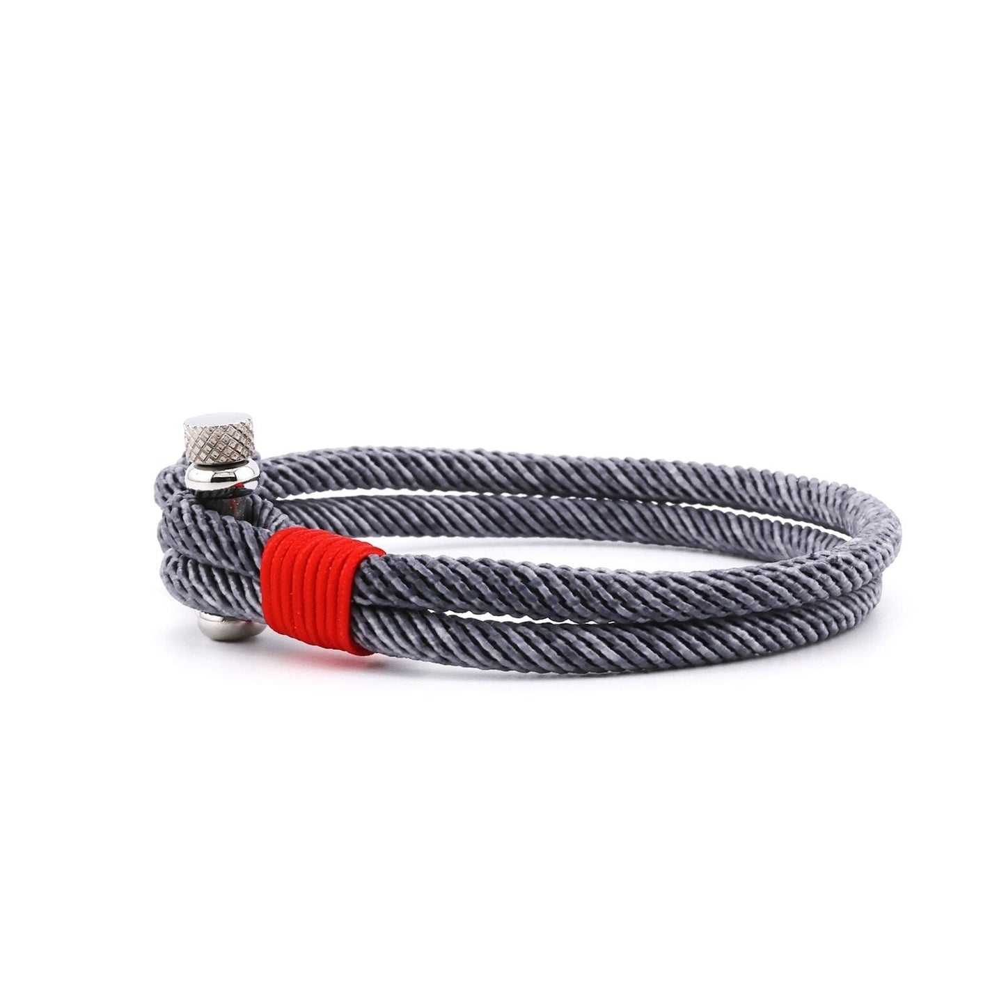 Sudden Gray Braided Rope Shackle Bracelet - Bluccii