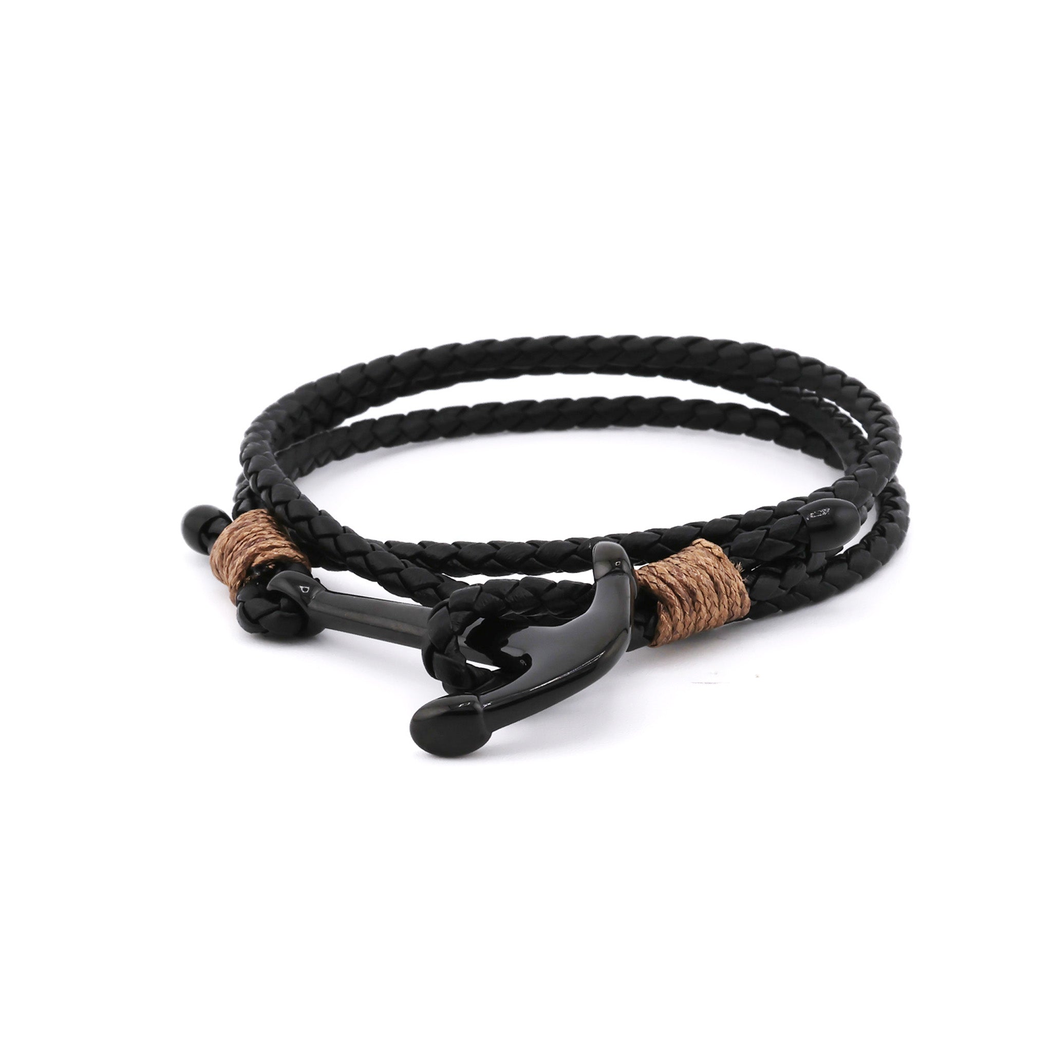 BlackJack Anchor Leather Wrap Bracelet