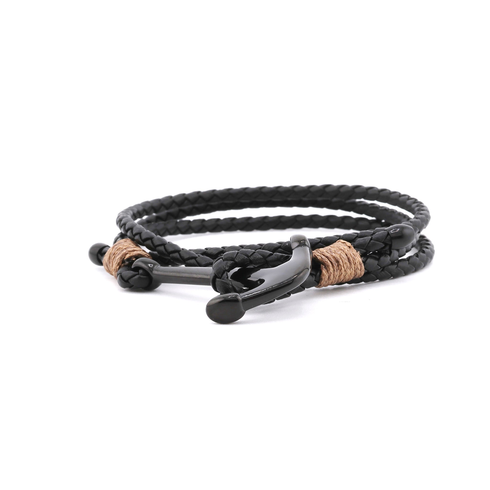 BlackJack Anchor Leather Wrap Bracelet