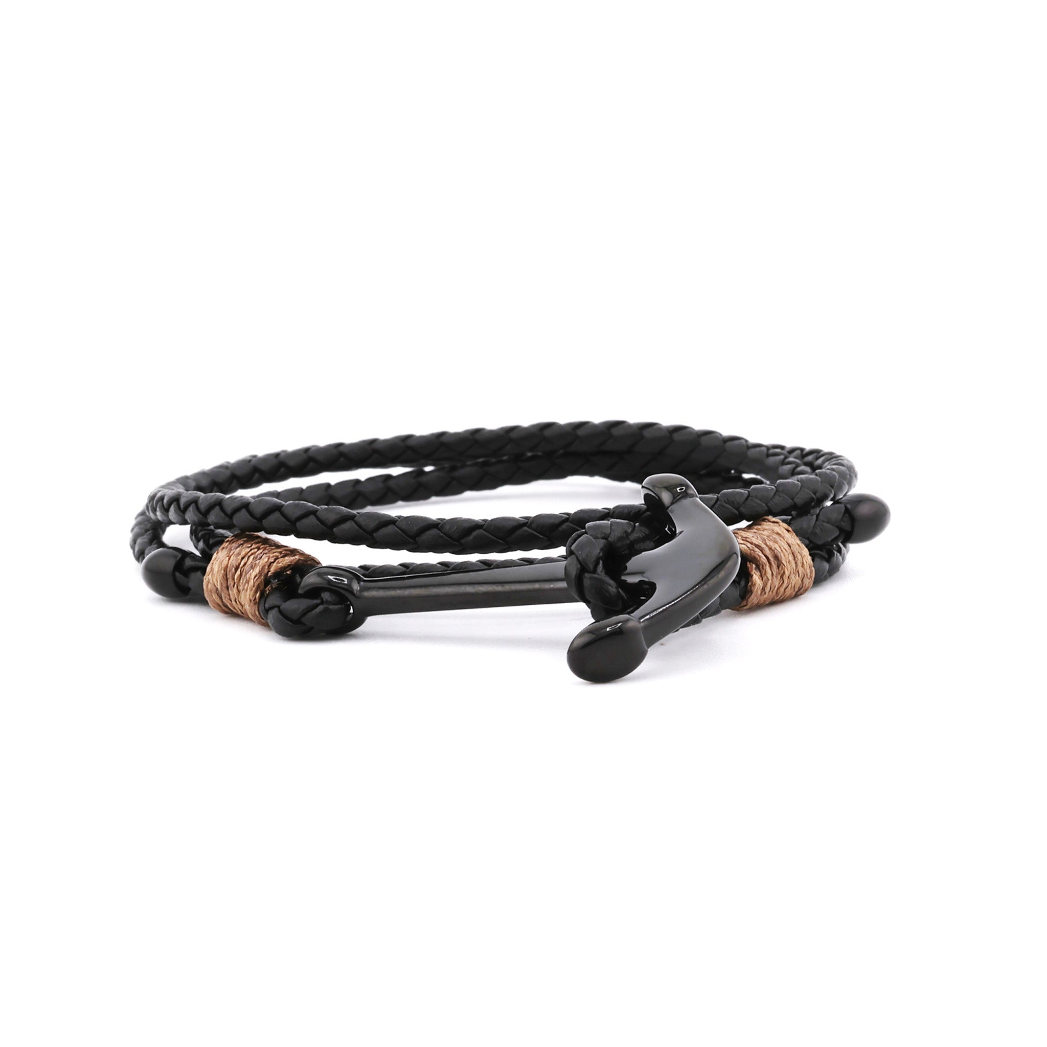 BlackJack Anchor Leather Wrap Bracelet